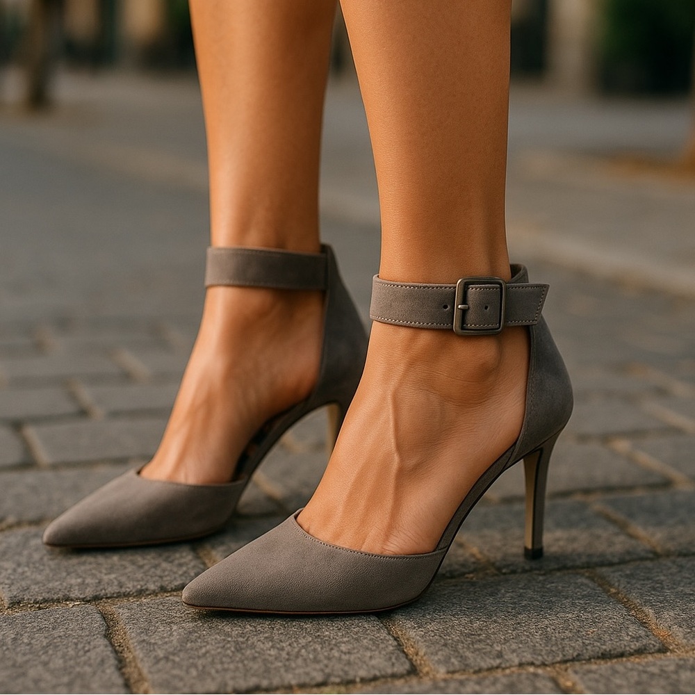 Wild Diva Women's Gray Ankle Strap Heels